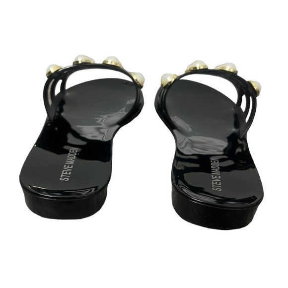 Steve Madden Black Jelly Slide Sandals With Pearl Accents - Size 41 - Picture 4 of 13
